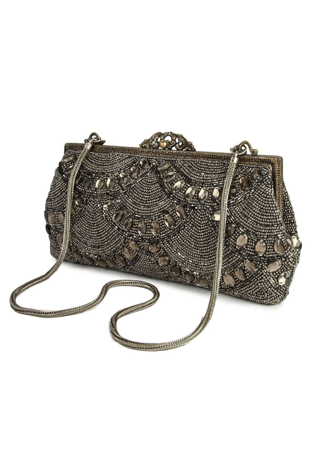 Emma Antique Silver Brass Frame Handbag
