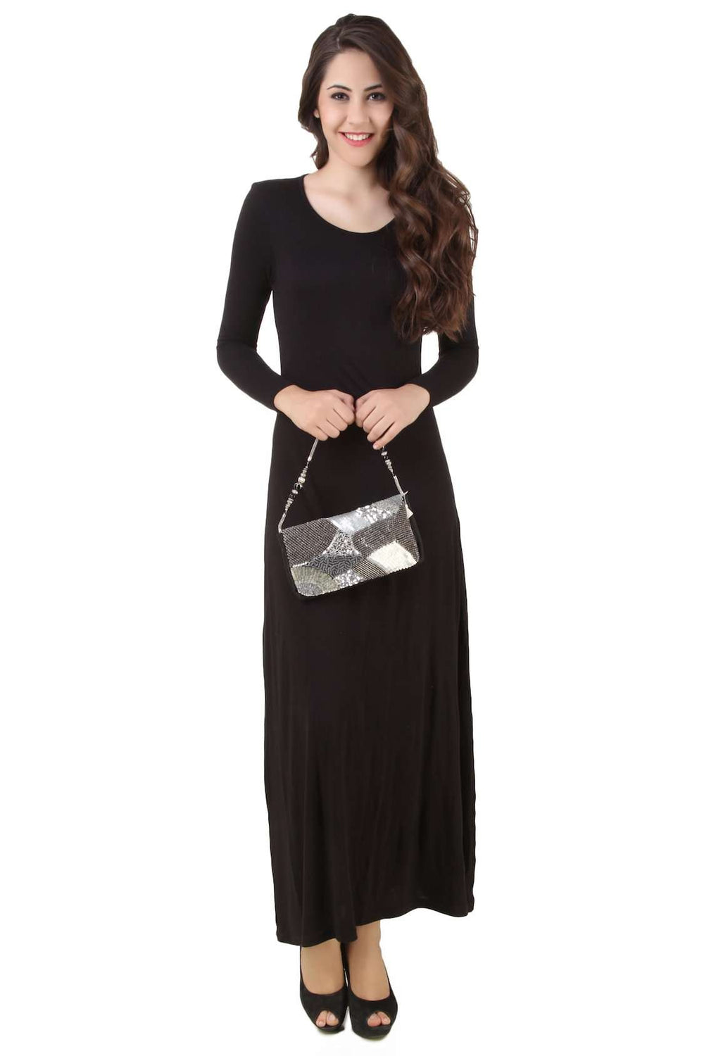 Madeline Black and Silver Clutch Bag
