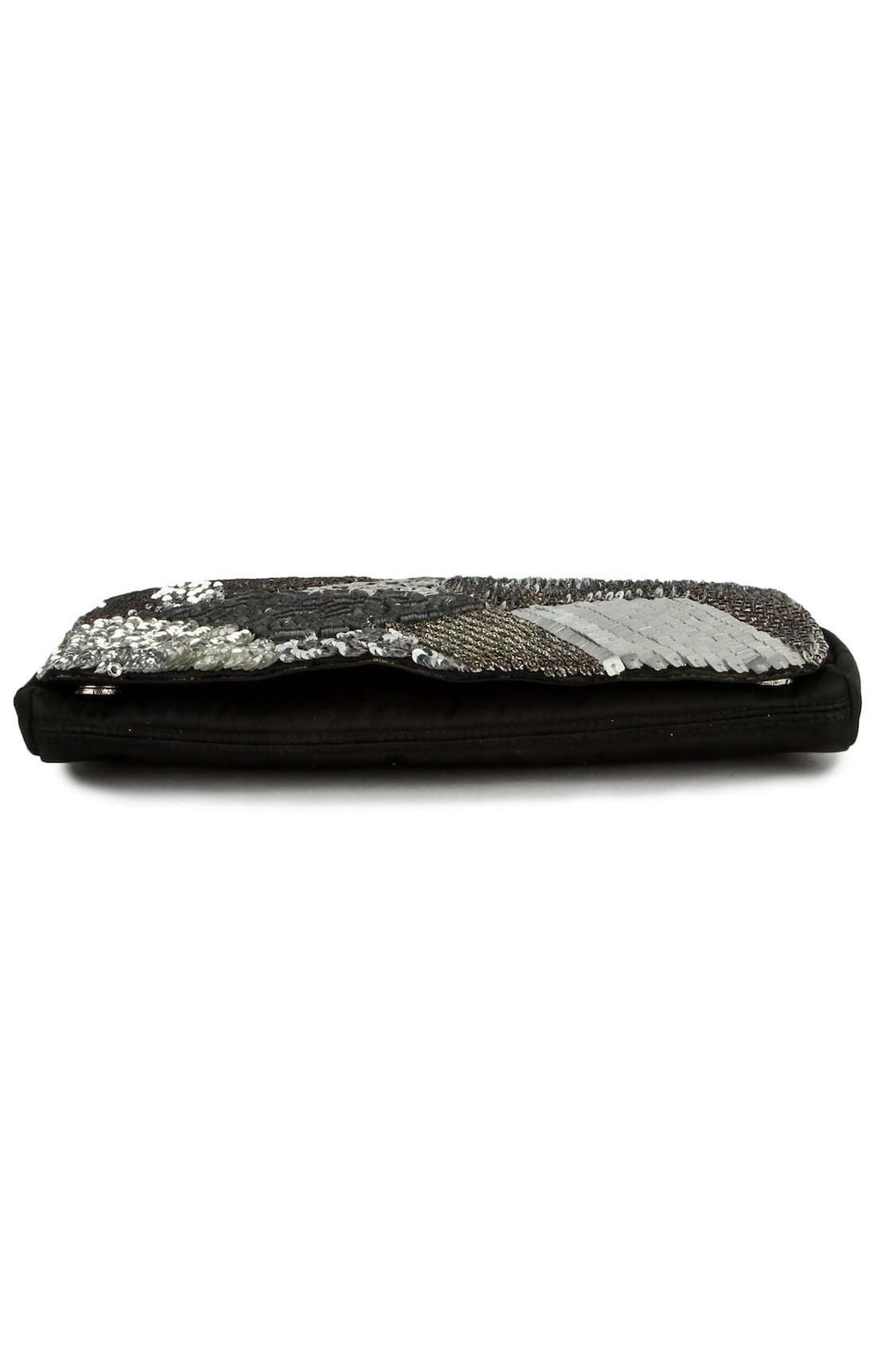 Madeline Black and Silver Clutch Bag