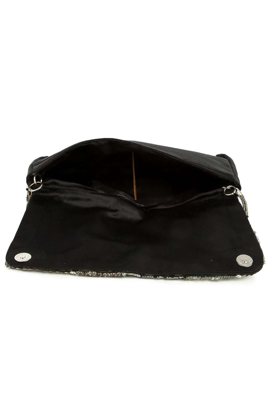 Madeline Black and Silver Clutch Bag