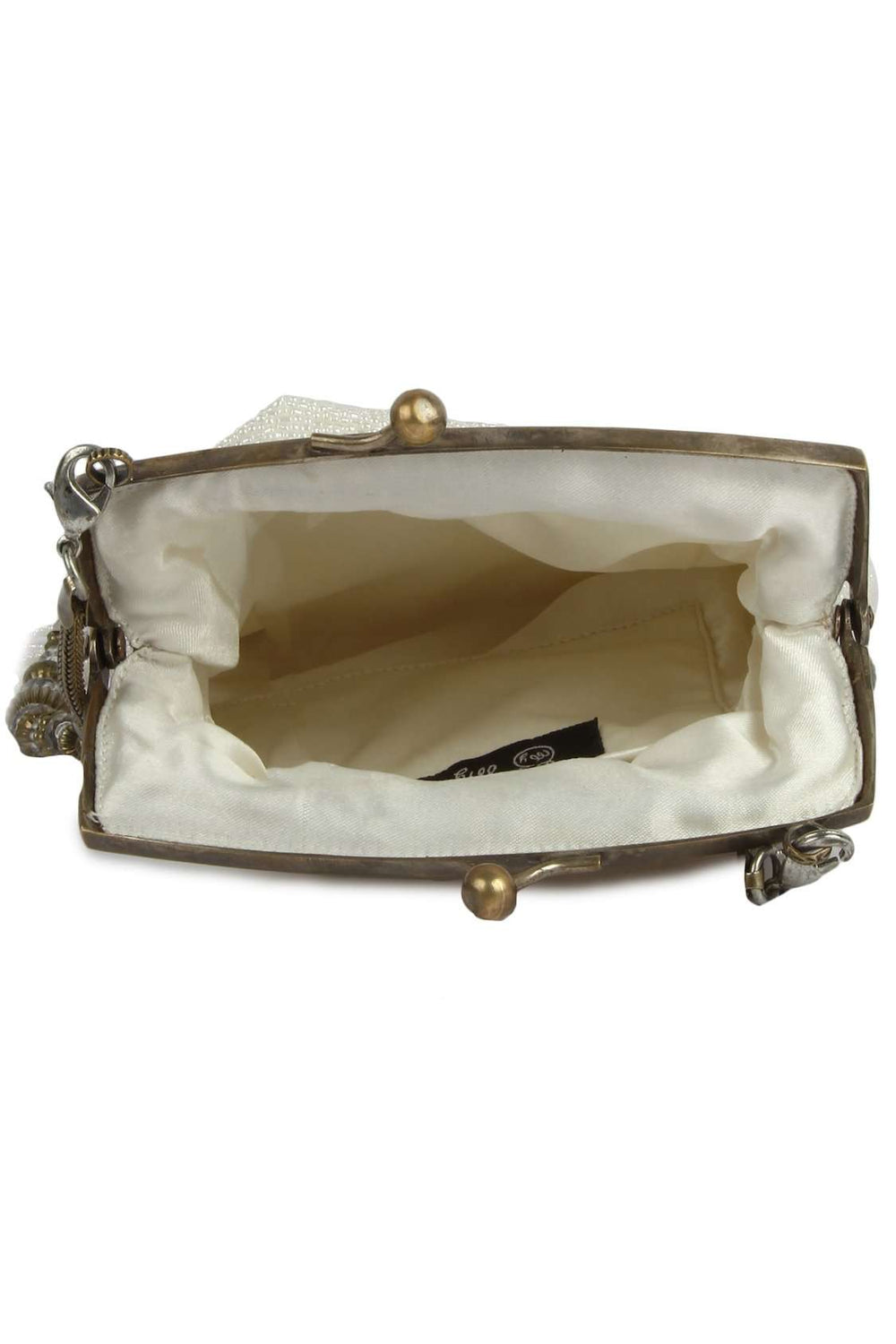 Brianna Whole White Beaded Brass Frame Wedding Handbag
