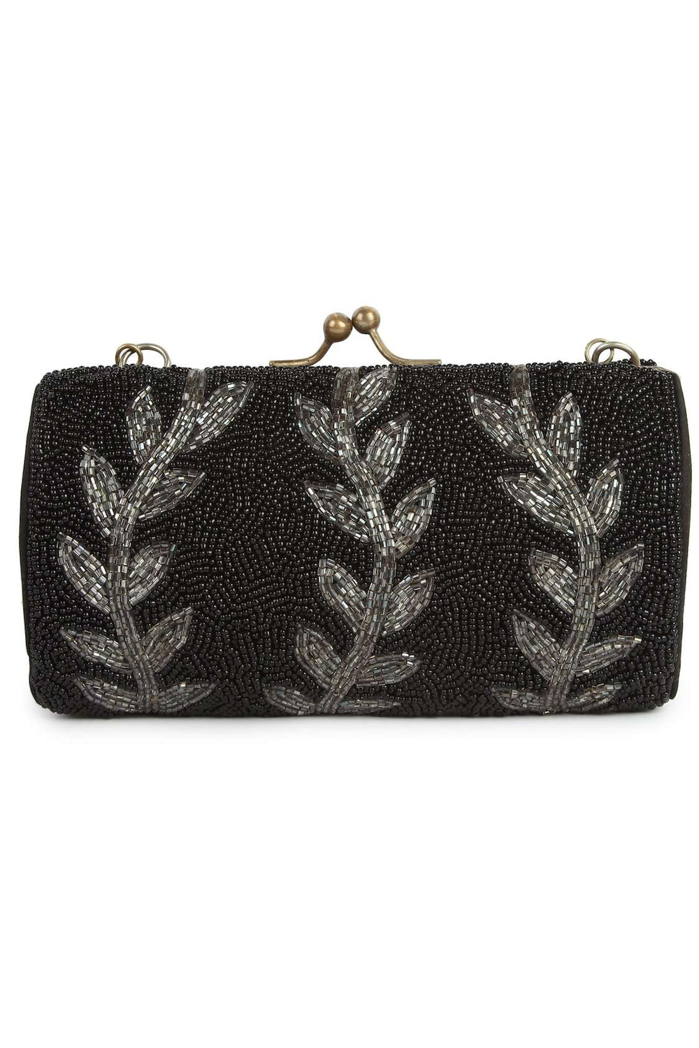 Arianna Black Beaded Box Bag