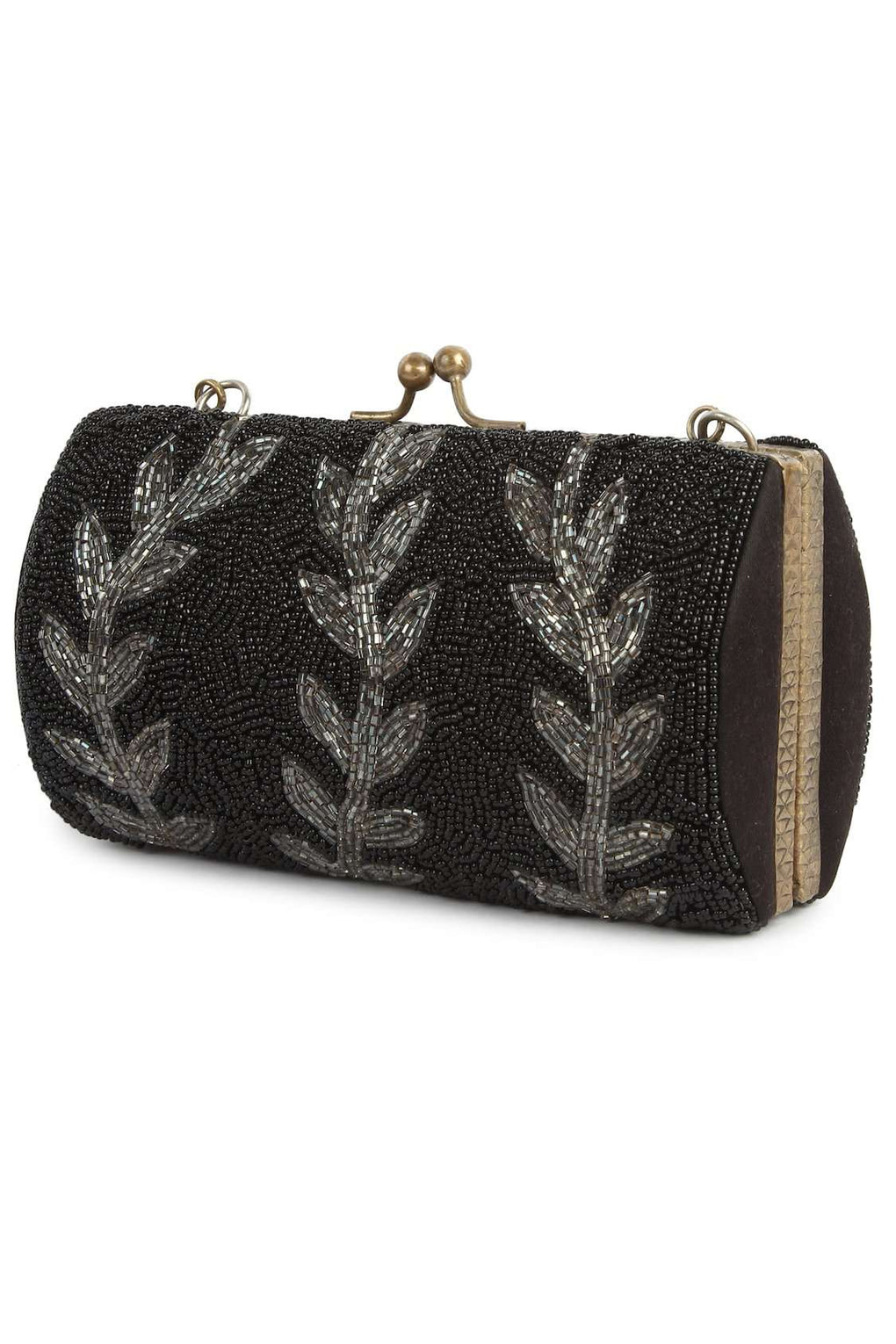 Arianna Black Beaded Box Bag