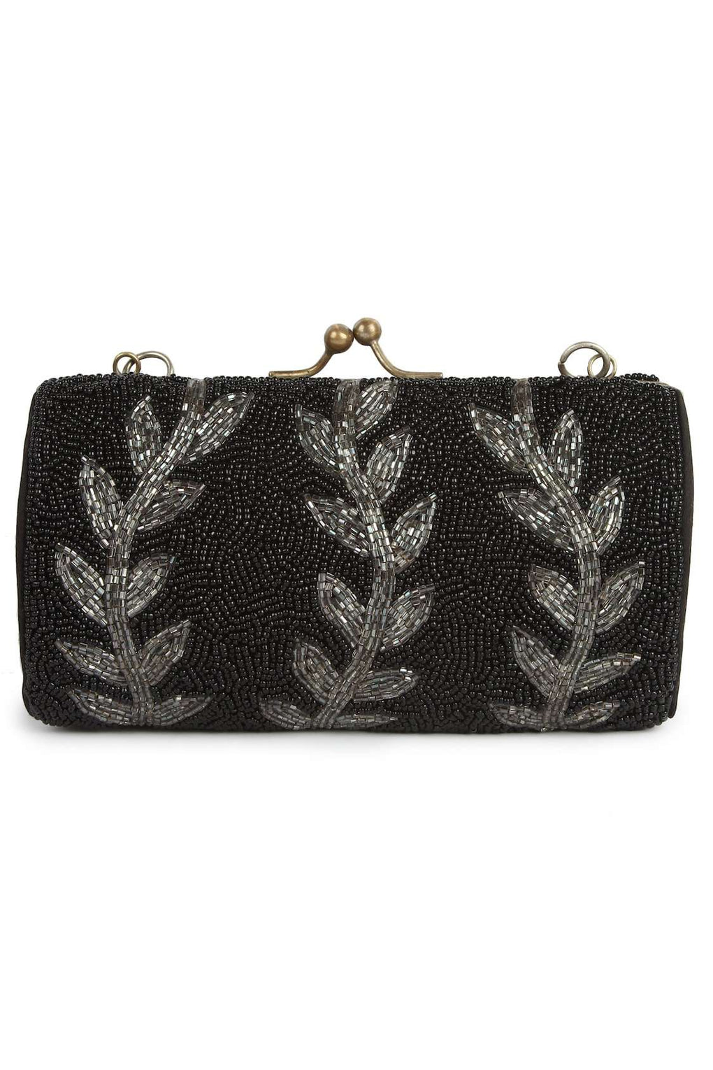 Arianna Black Beaded Box Bag