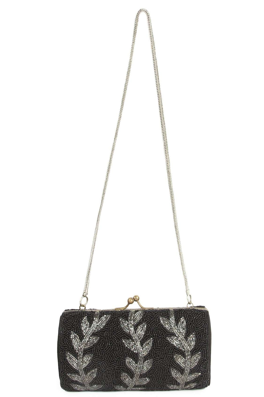 Arianna Black Beaded Box Bag