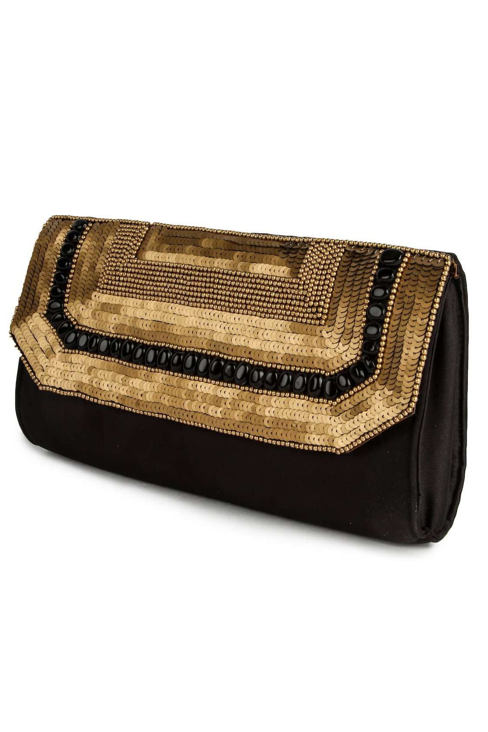 Reagan Black And Gold Clutch & Shoulder Bag