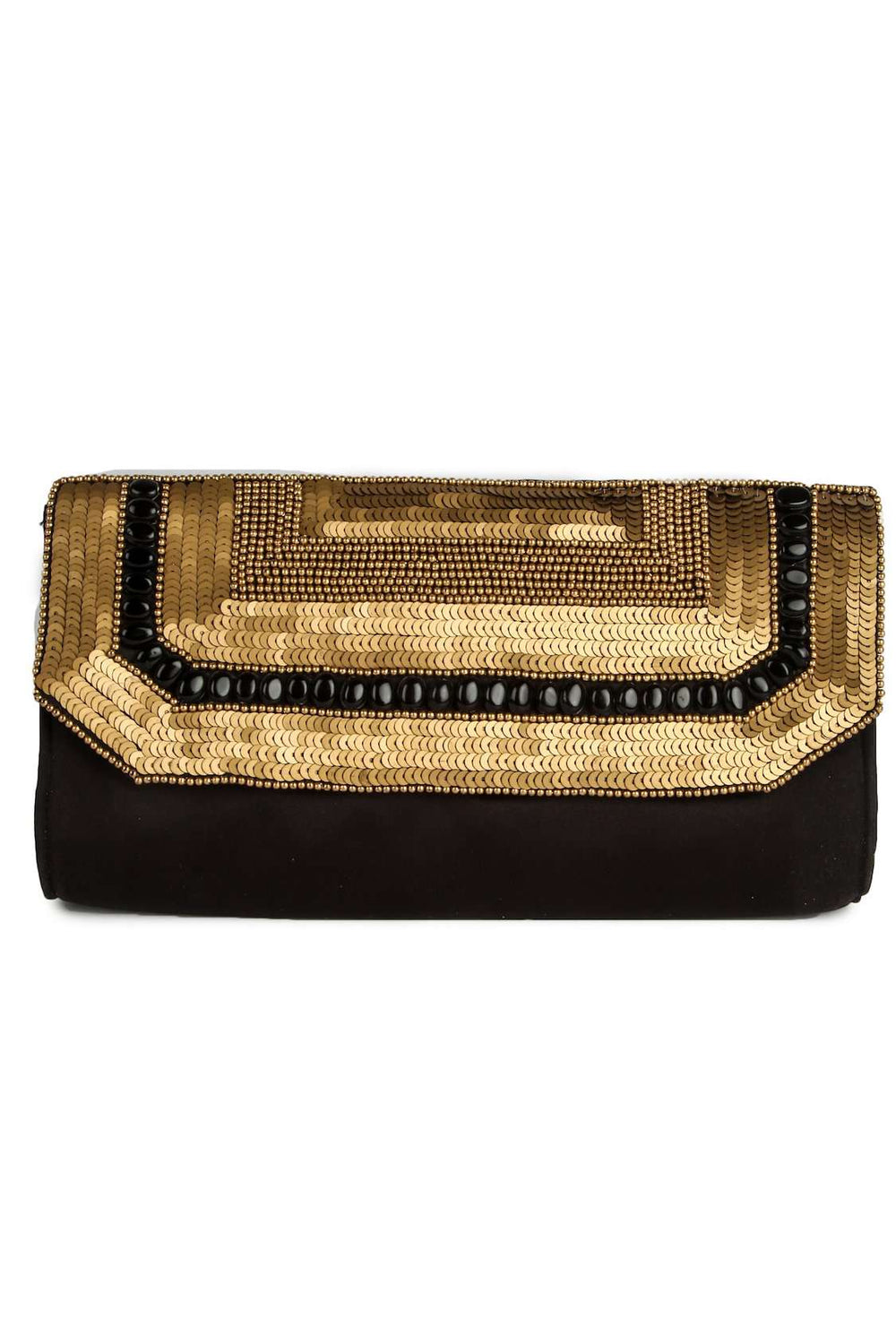 Reagan Black And Gold Clutch & Shoulder Bag