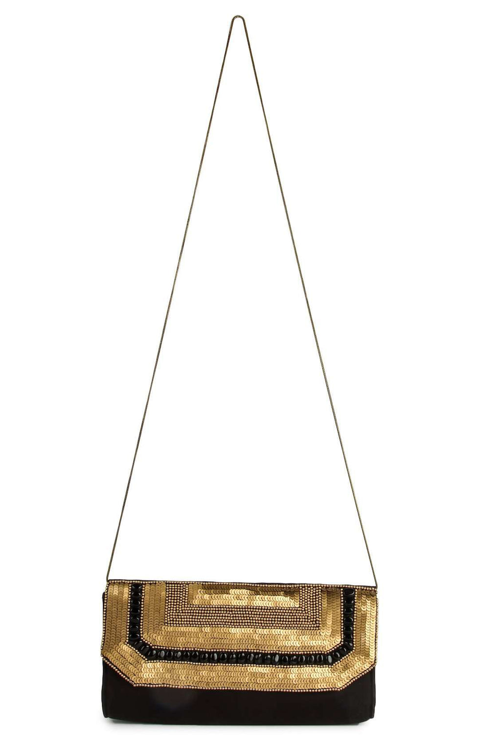 Reagan Black And Gold Clutch & Shoulder Bag