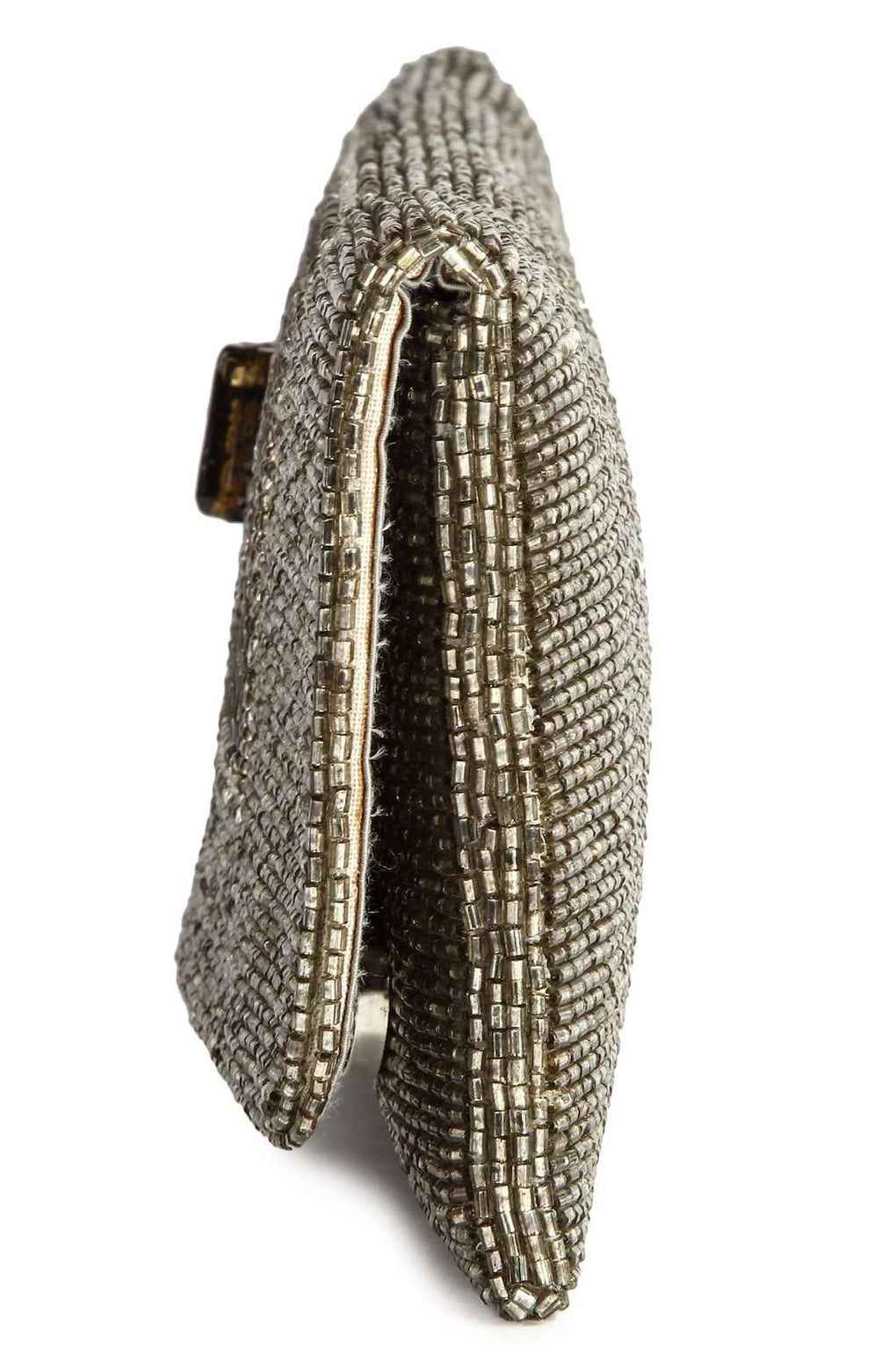 Mia Silver Beaded Clutch Bag