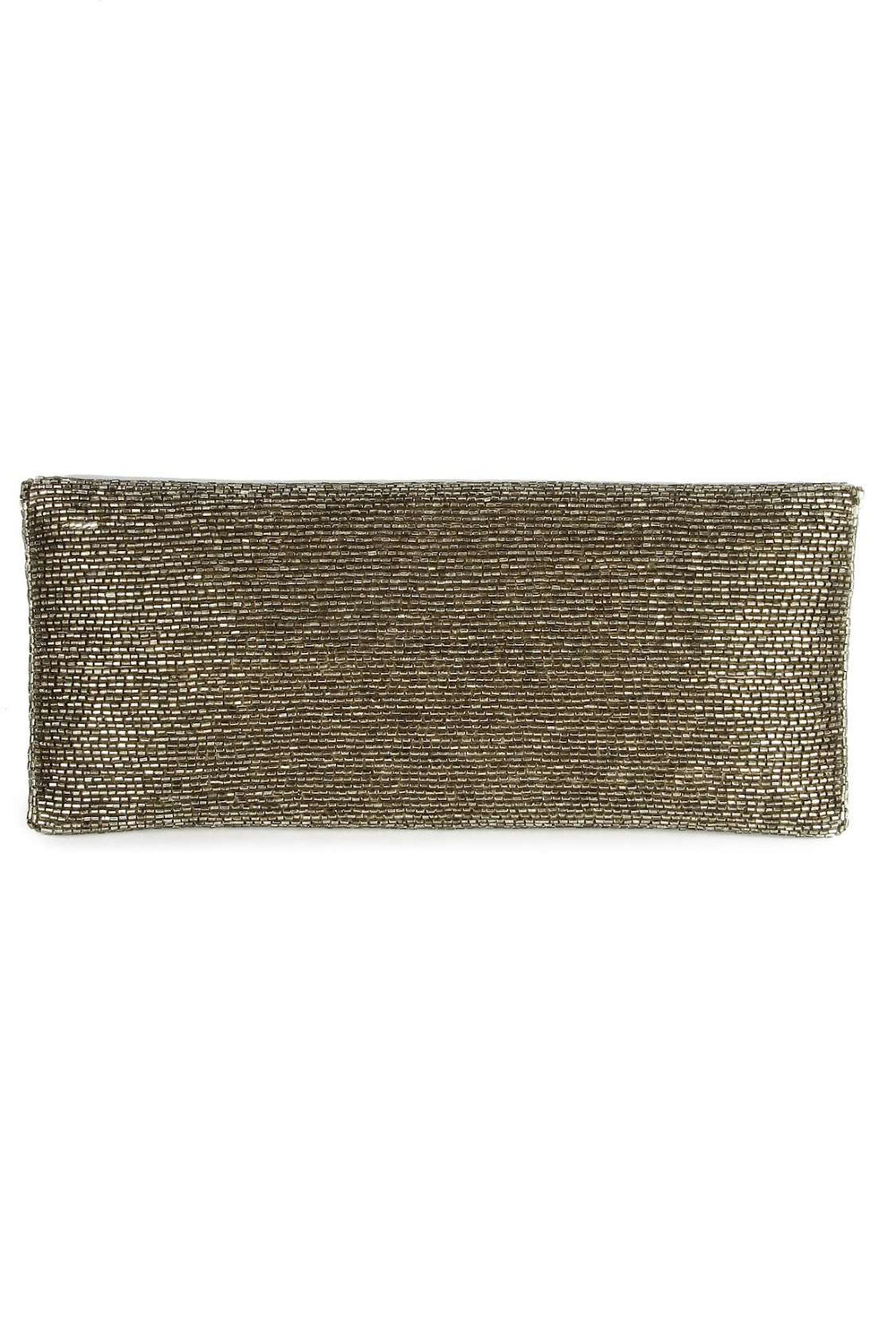 Mia Silver Beaded Clutch Bag