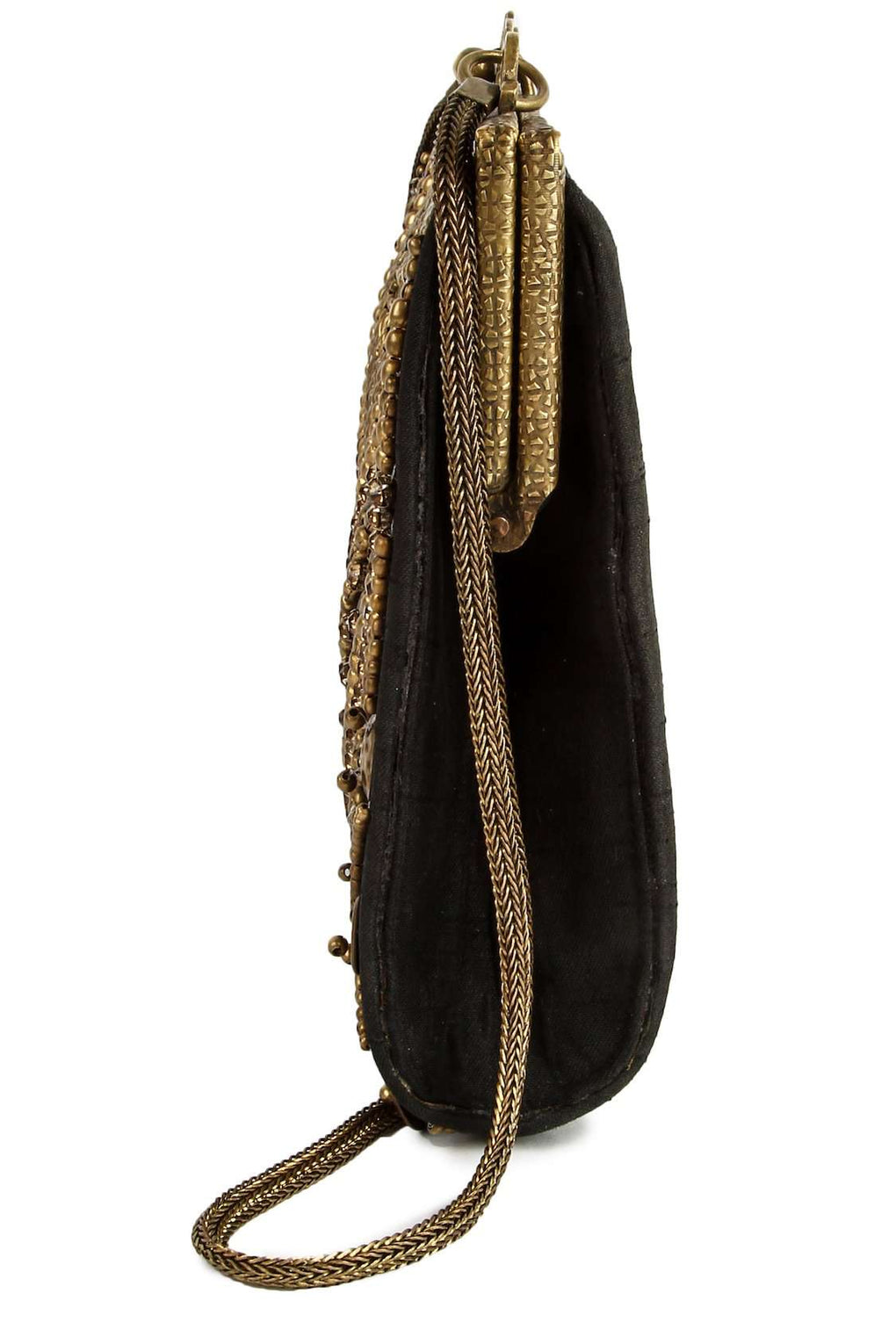 Ava Black & Gold Brass Frame Handbag