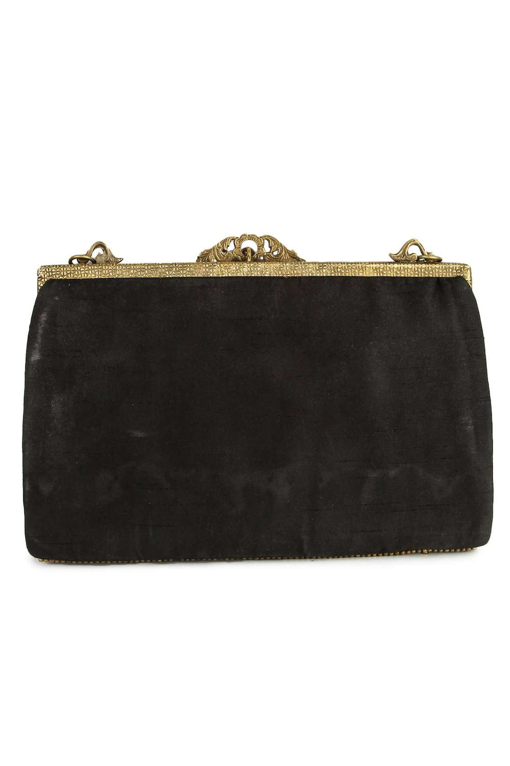 Ava Black & Gold Brass Frame Handbag