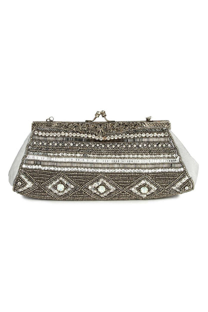 Emily Gray & Silver Brass Frame Evening Bag