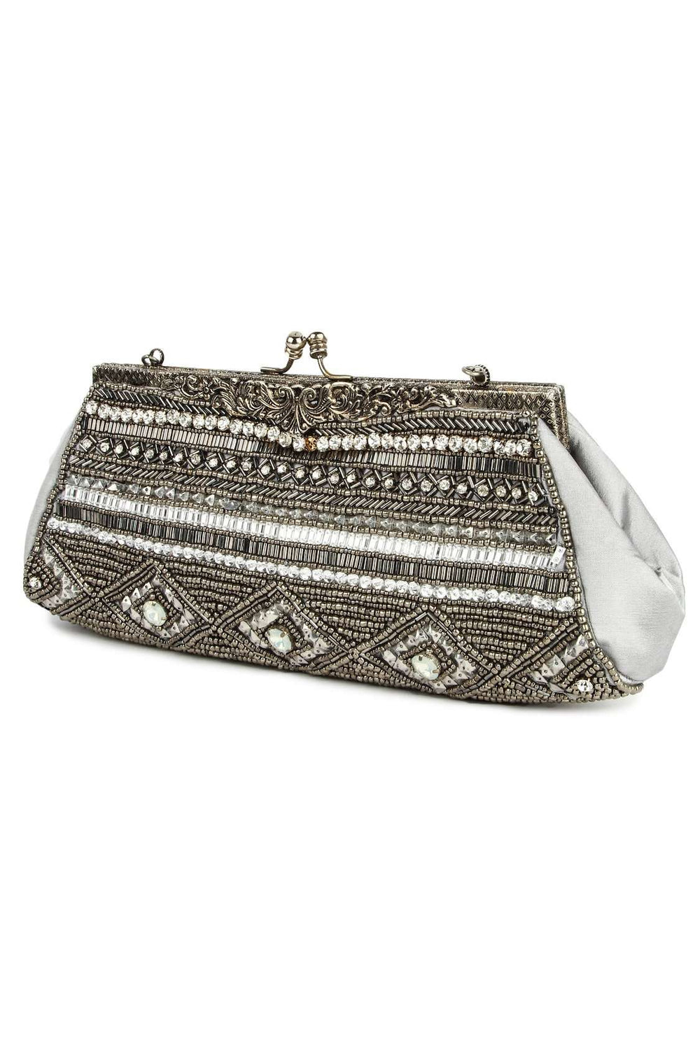 Emily Gray & Silver Brass Frame Evening Bag