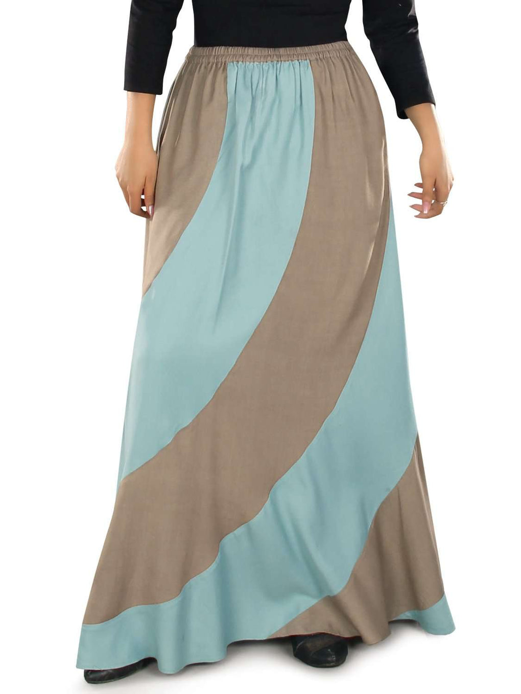 Sakeenah Khaki-Sky Blue Skirt