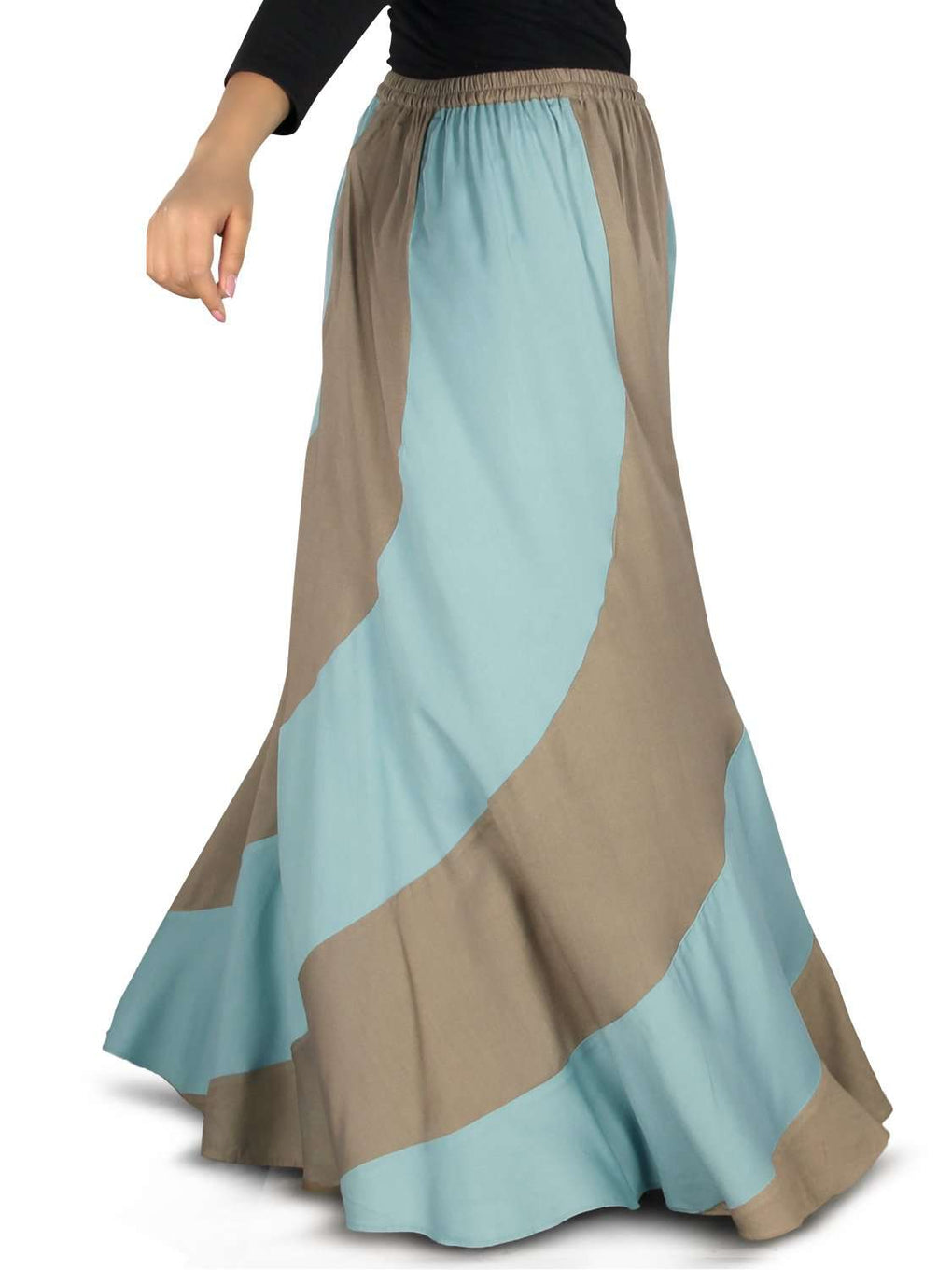 Sakeenah Khaki-Sky Blue Skirt