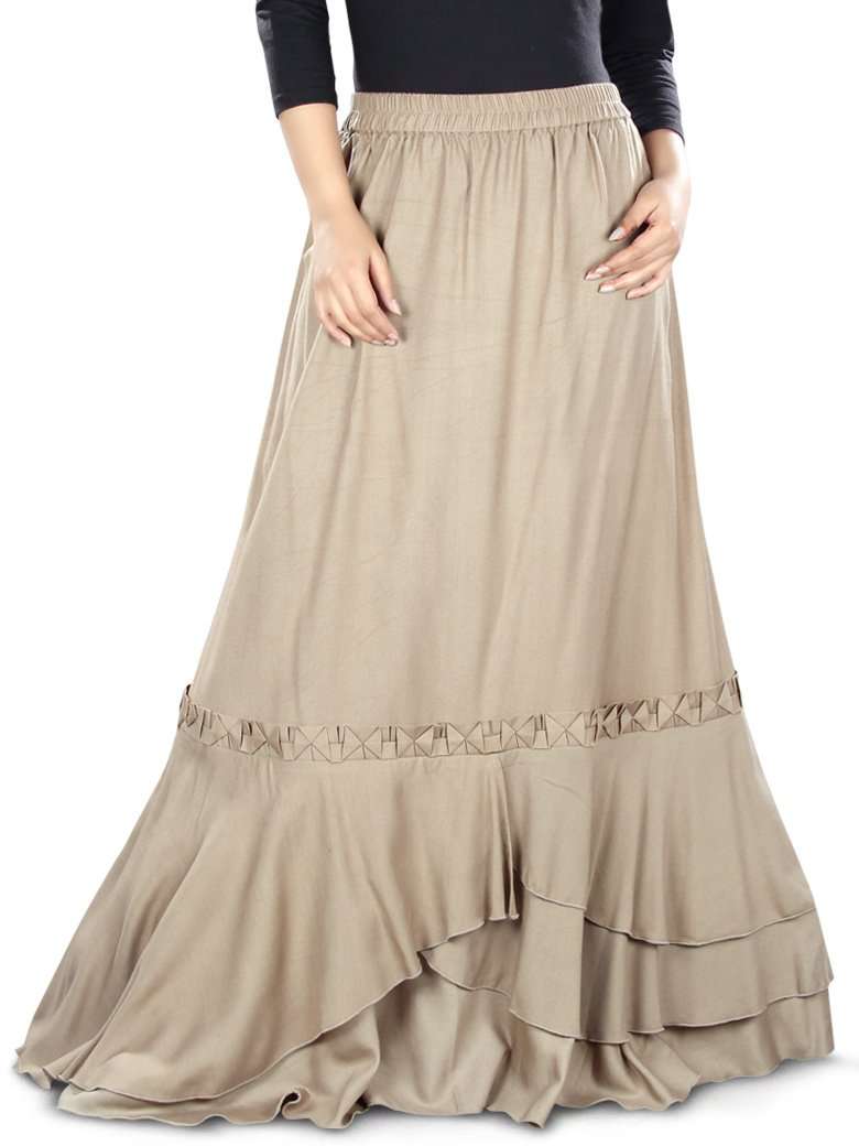 Wahuj Khaki Rayon Skirt