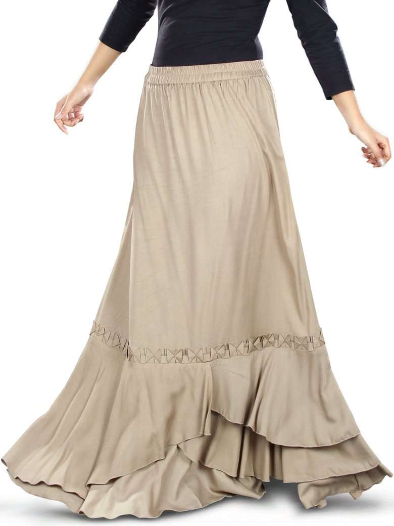 Wahuj Khaki Rayon Skirt