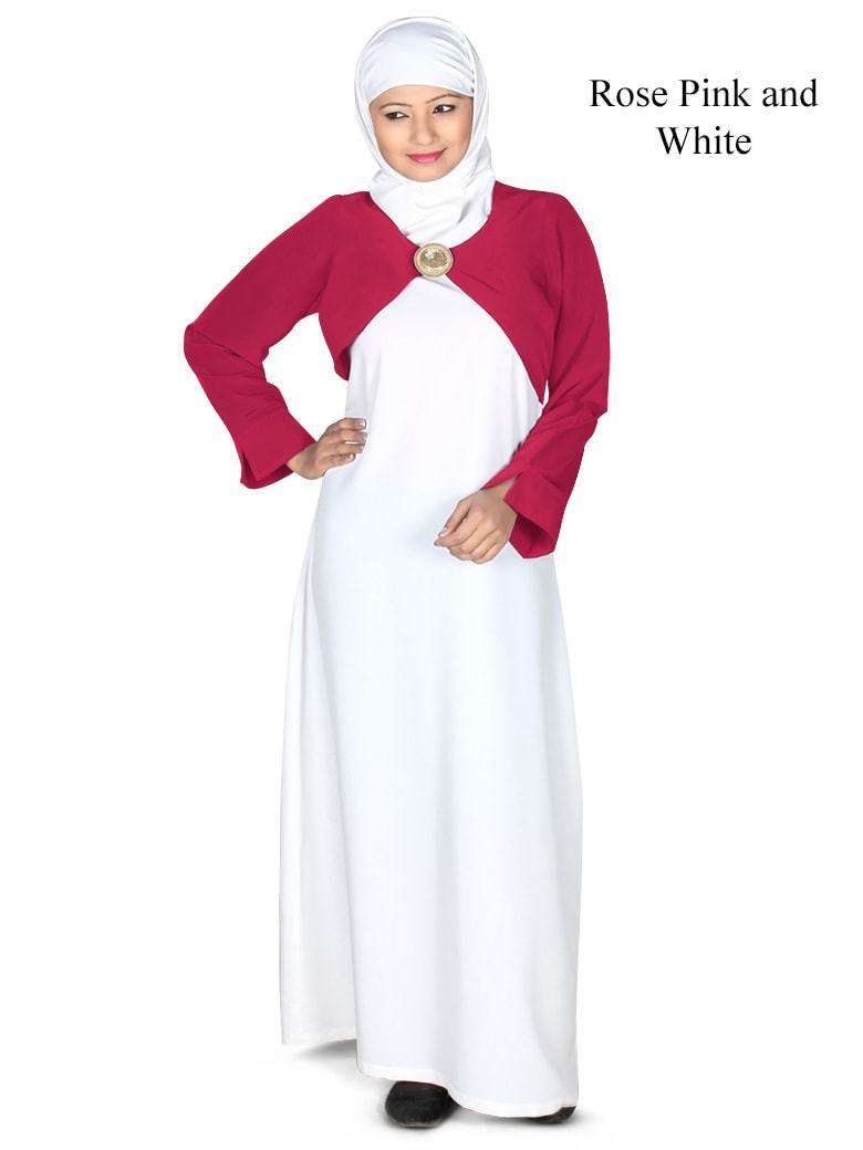 Rose Pink & White Shrug Abaya