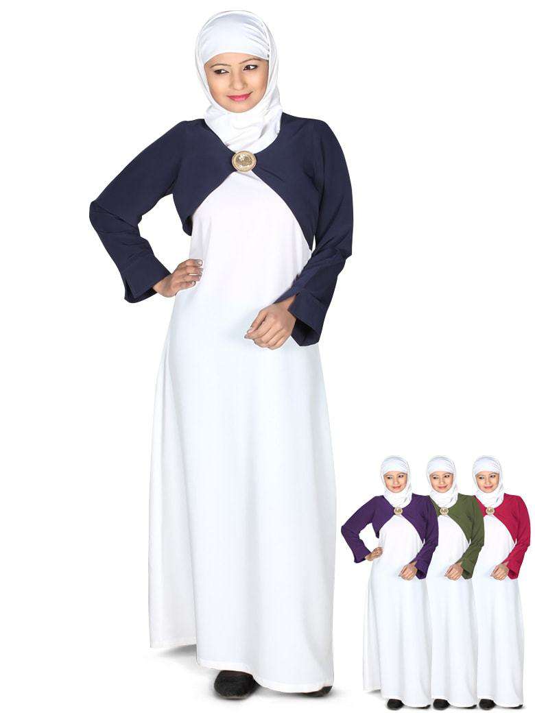 Blue on White Shrug Abaya