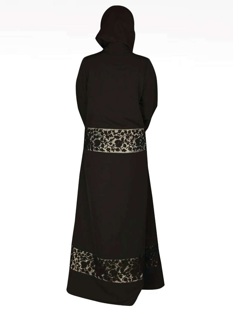 Black Embroidered Abaya Back