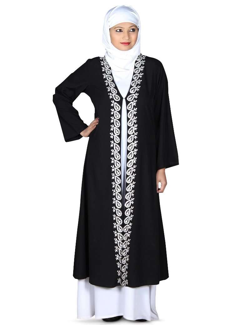 Two color Abaya with elegant embroidery