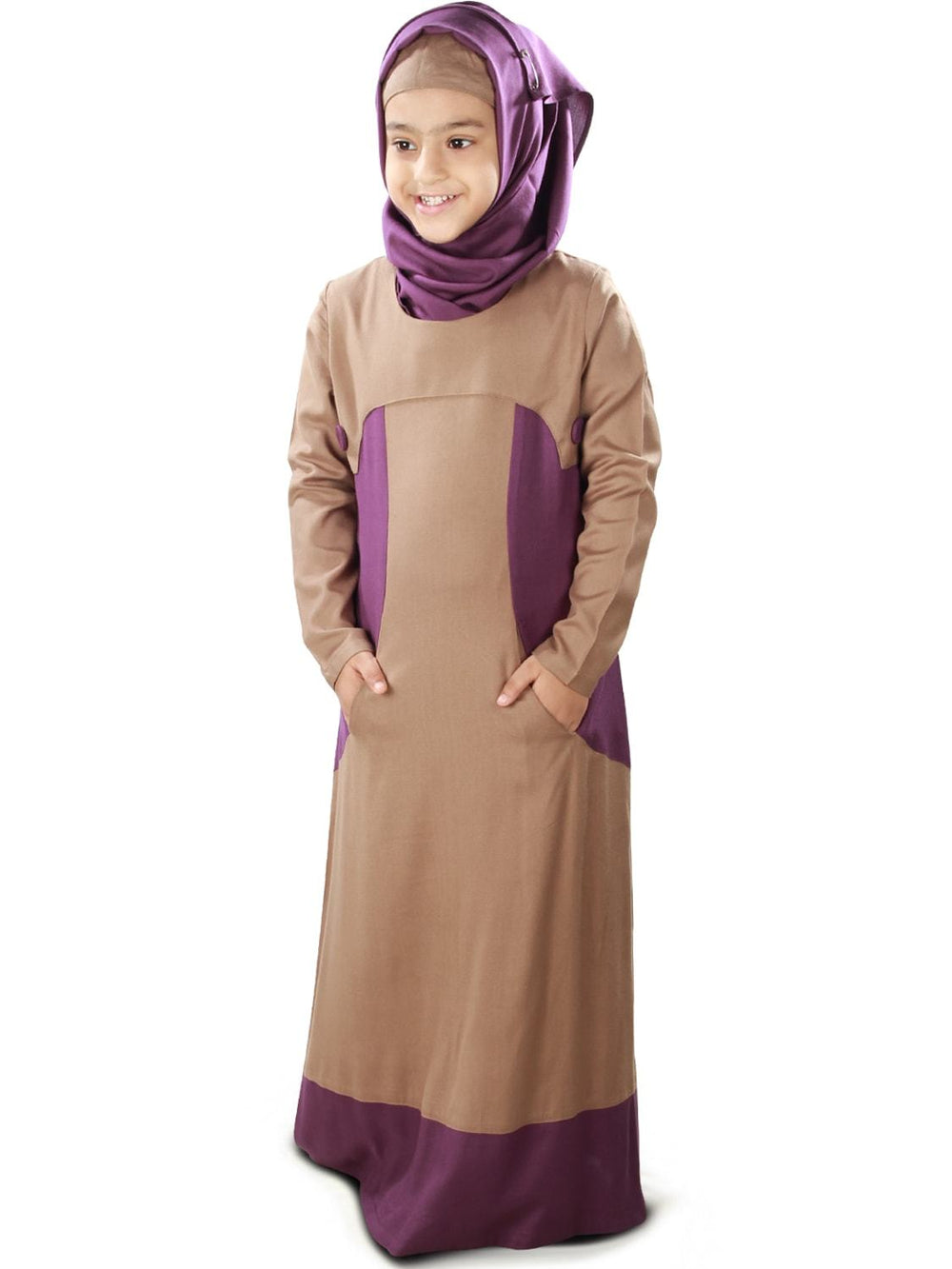 Afreen Khaki Rayon Kid's Abaya Front