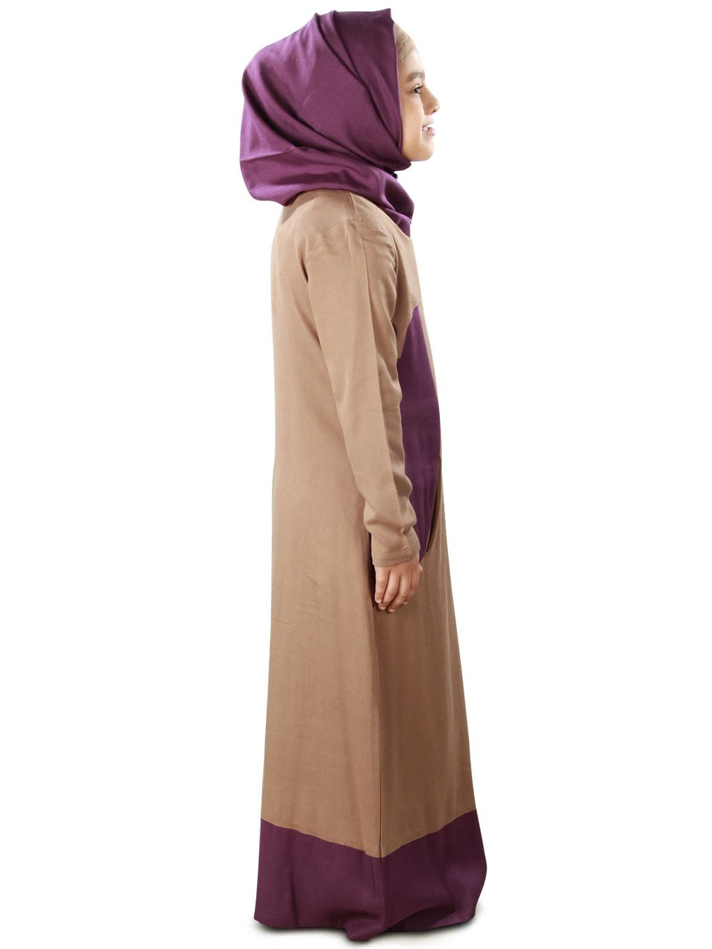 Afreen Khaki Rayon Kid's Abaya Side