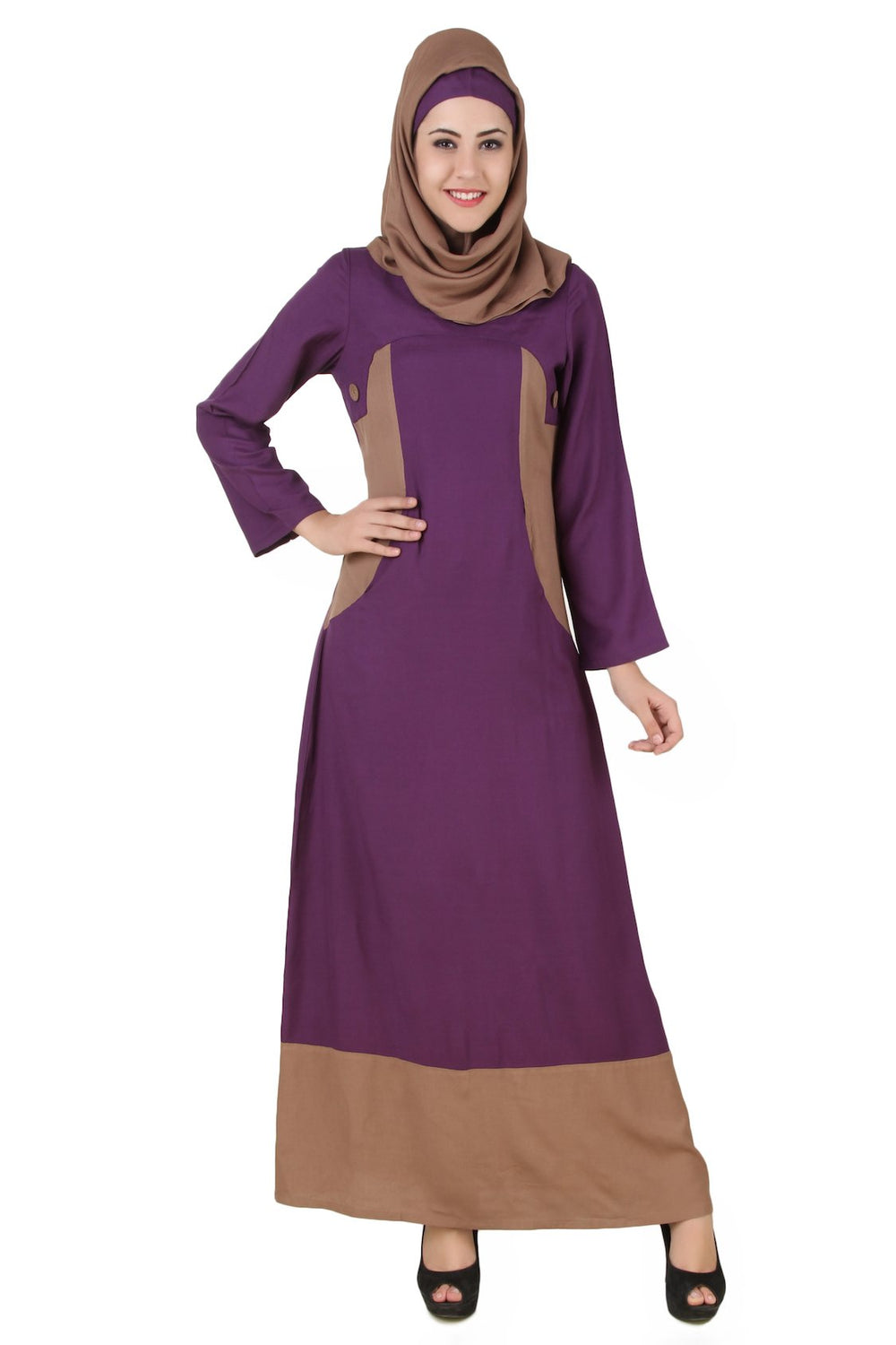 Afreen Purple Rayon Abaya Front