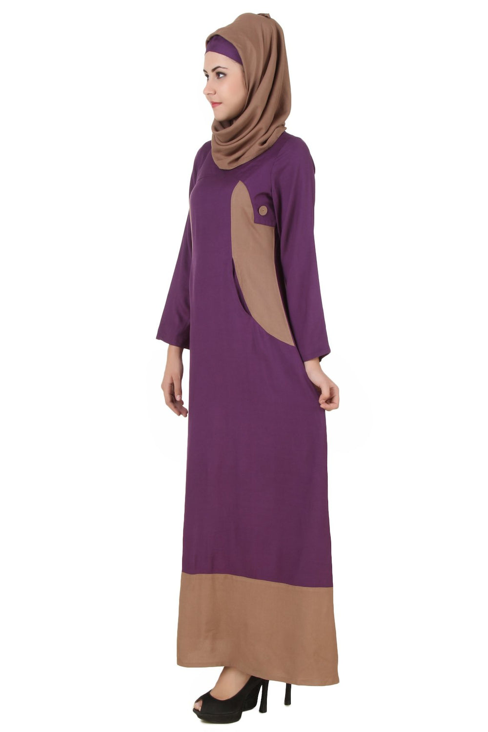 Afreen Purple Rayon Abaya Side