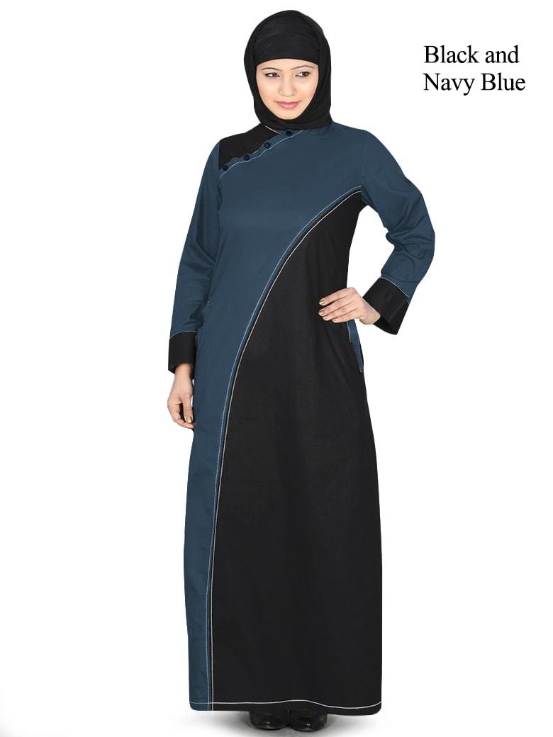 Aleeza Abaya Black & Navy Blue