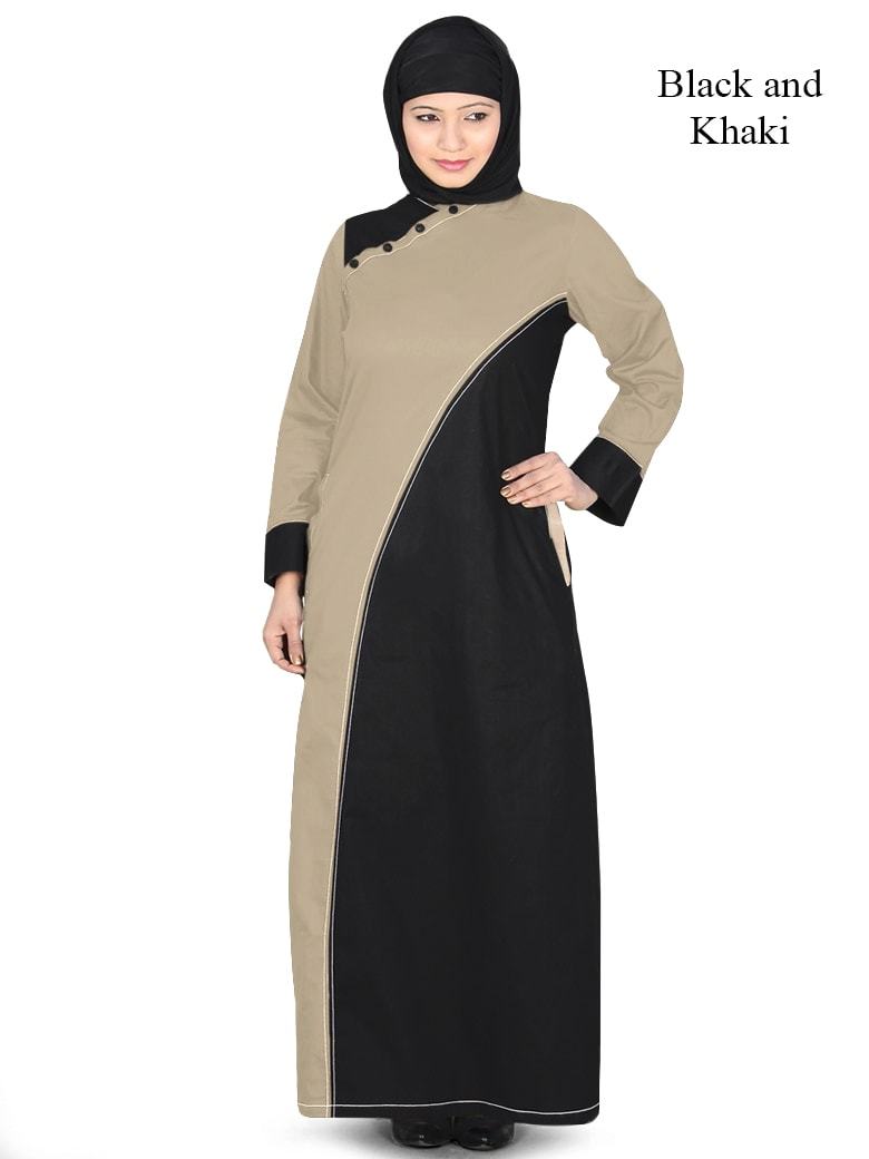 Aleeza Abaya Black & Khaki