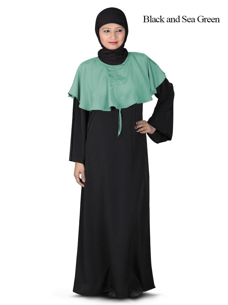 Aimal Abaya Black & Sea Green