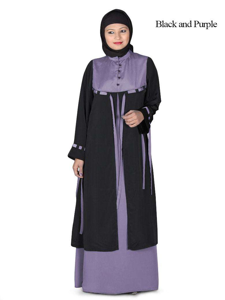 Amina Abaya Black & Purple