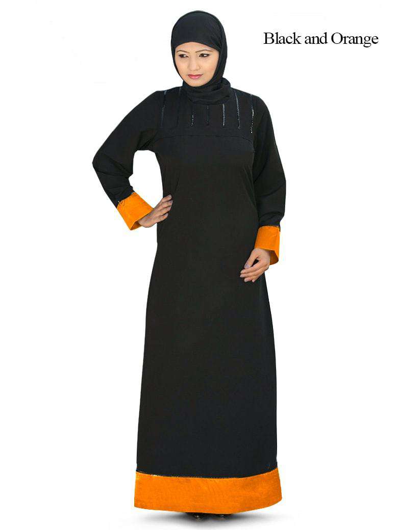 Mysah Abaya Black & Orange