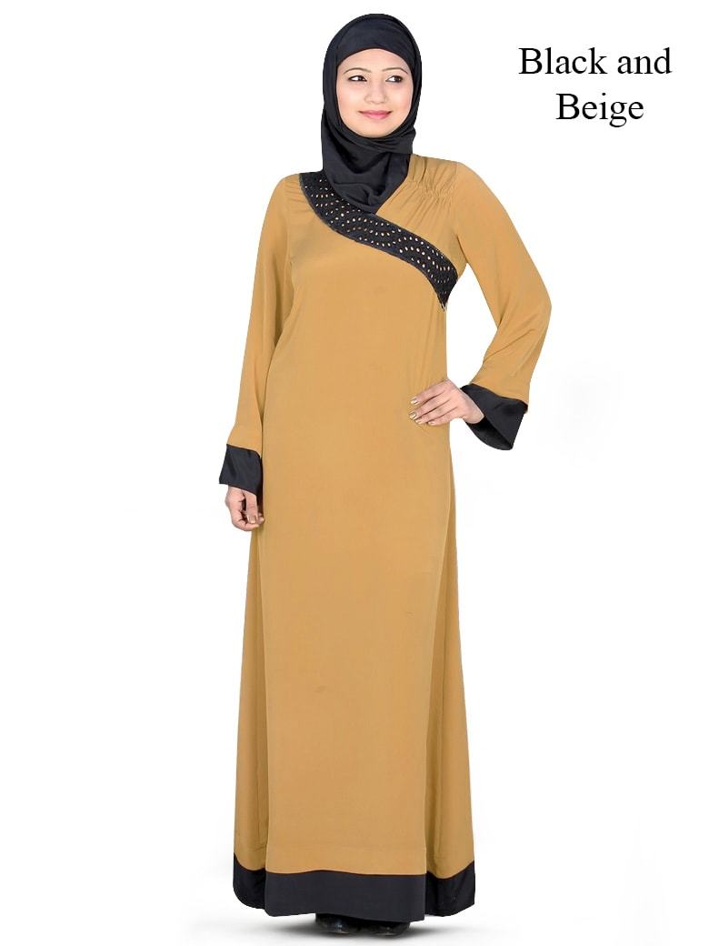 Abia Abaya Black & Beige