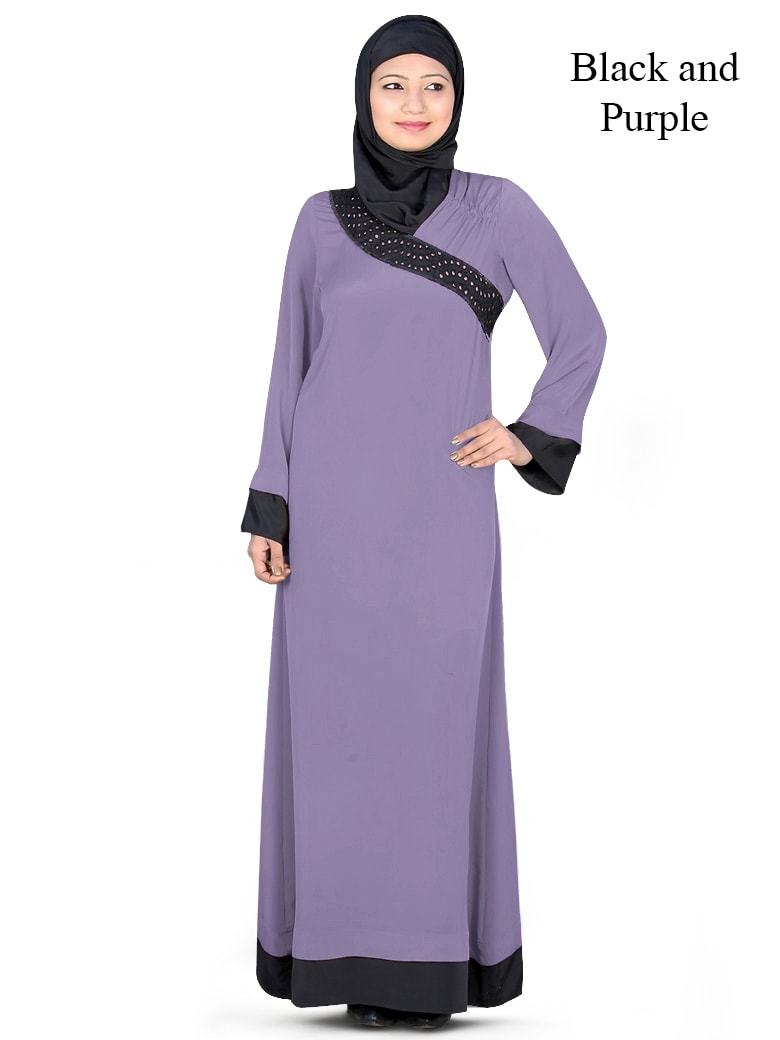 Abia Abaya Black and Purple