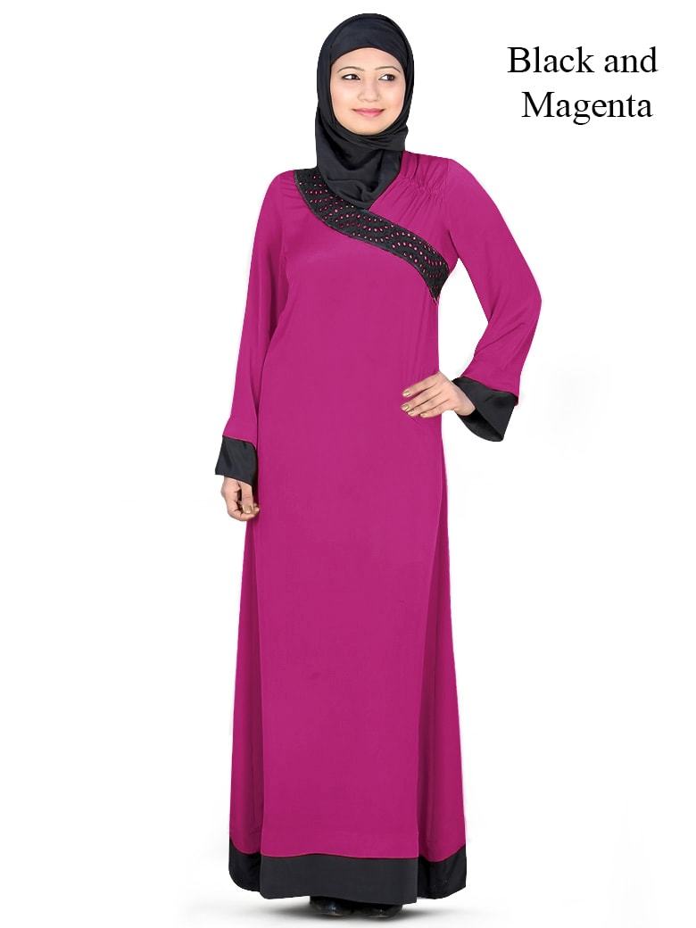 Abia Abaya Black and Magenta