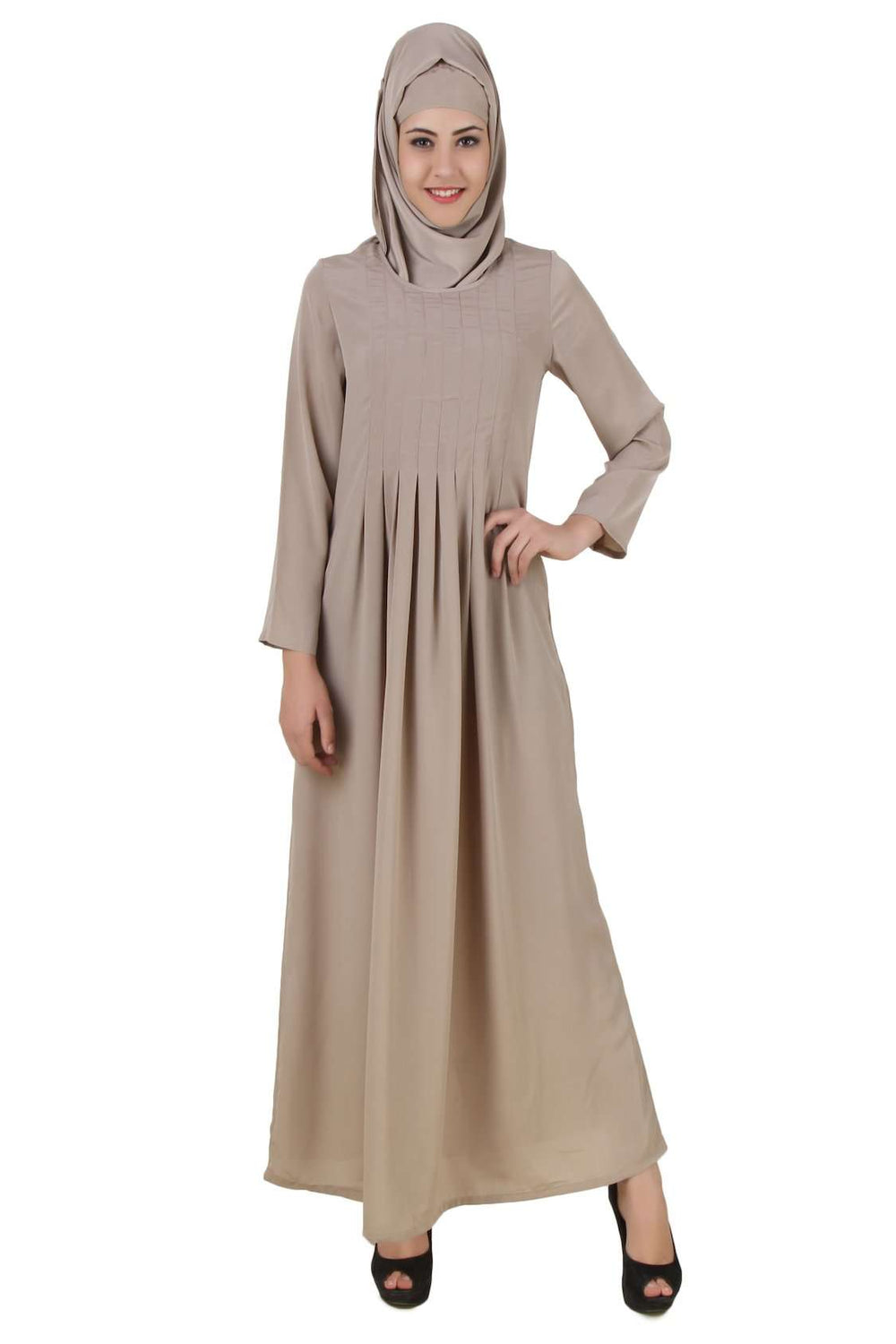 Zulekha Warm Grey Nida Abaya