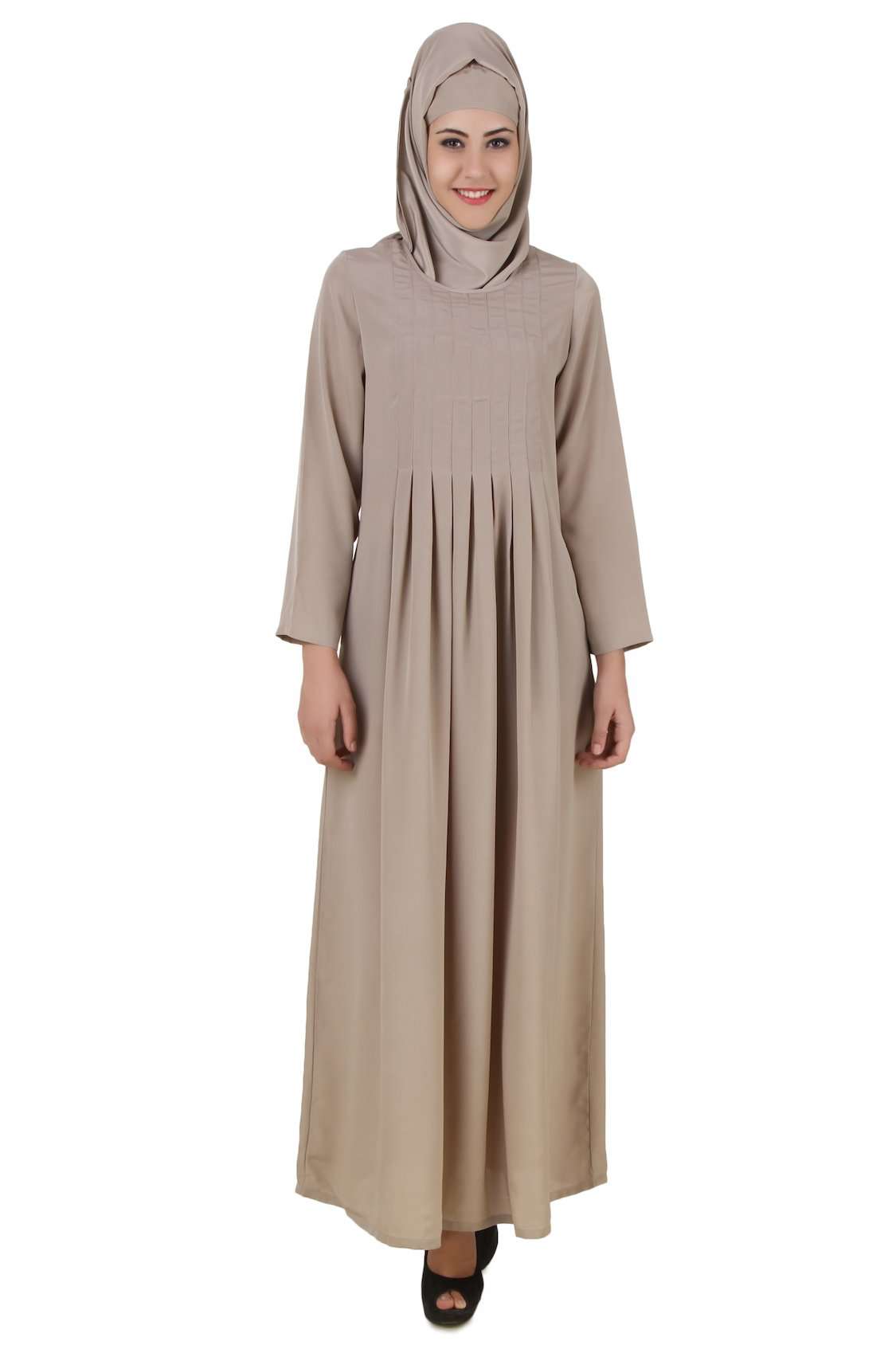 Zulekha Warm Grey Nida Abaya