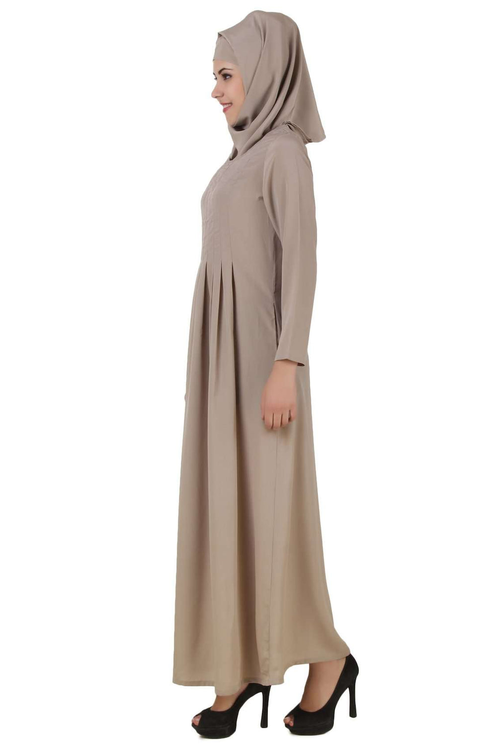 Zulekha Warm Grey Nida Abaya