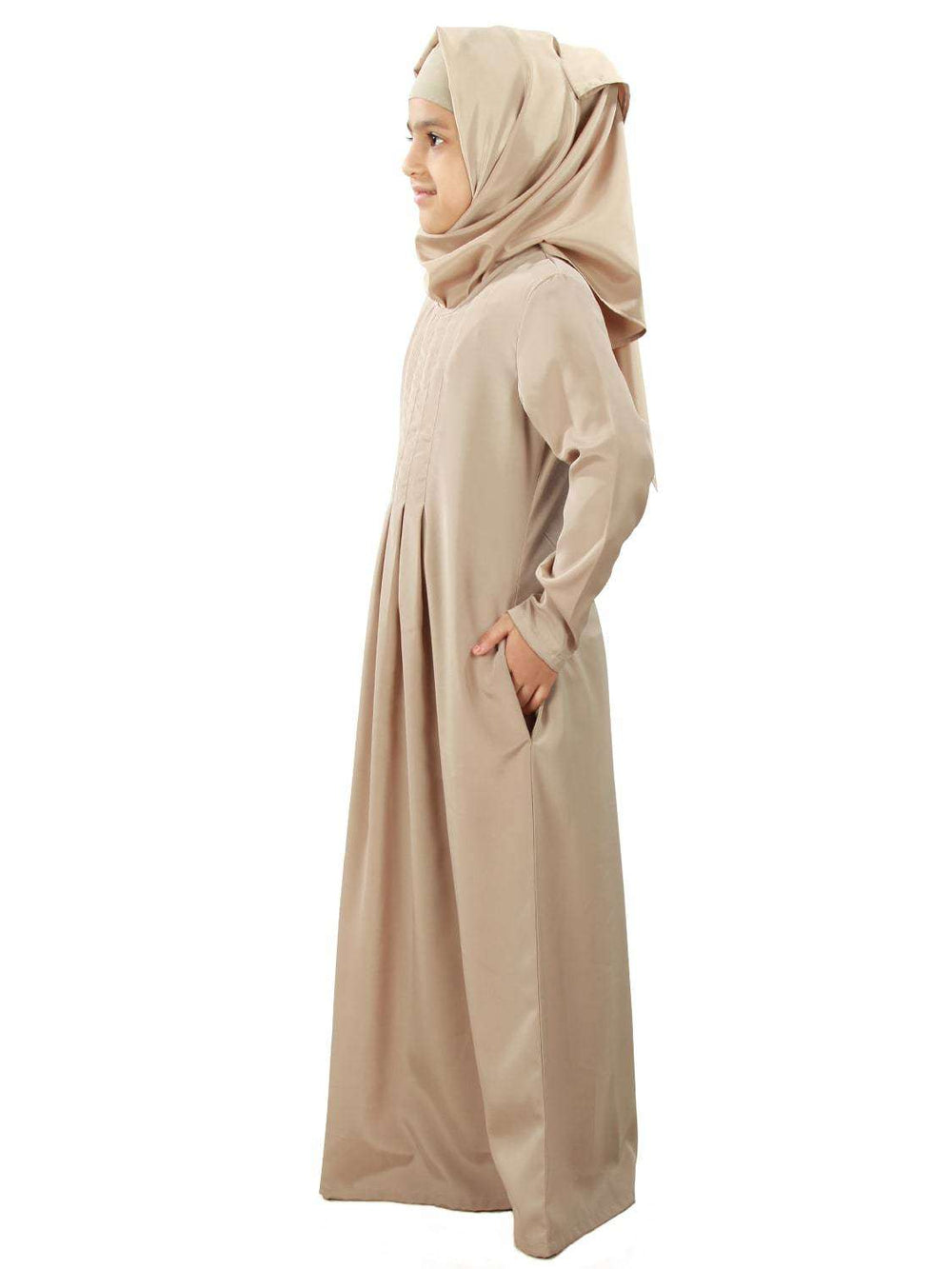 Zulekha Warm Grey Nida Kid's Abaya Side