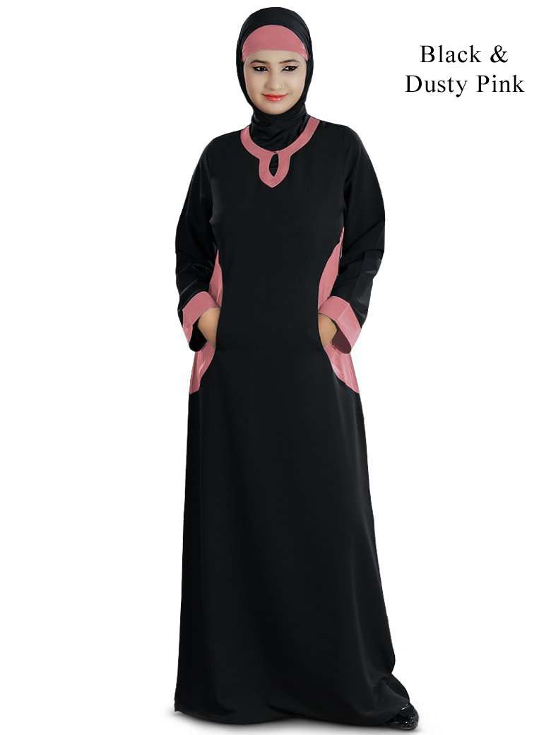 Daria Abaya Black & Dusty Pink