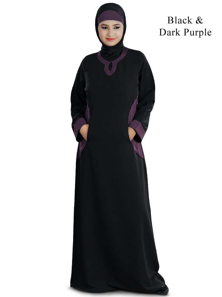 Daria Abaya Black & Dark Purple