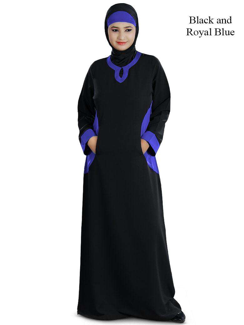 Daria Abaya Black & Royal Blue