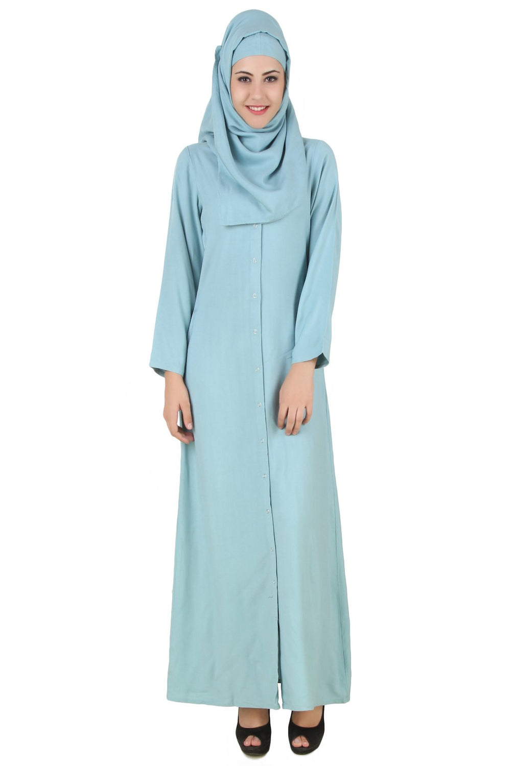 Afsana Sky Blue Rayon Abaya Front