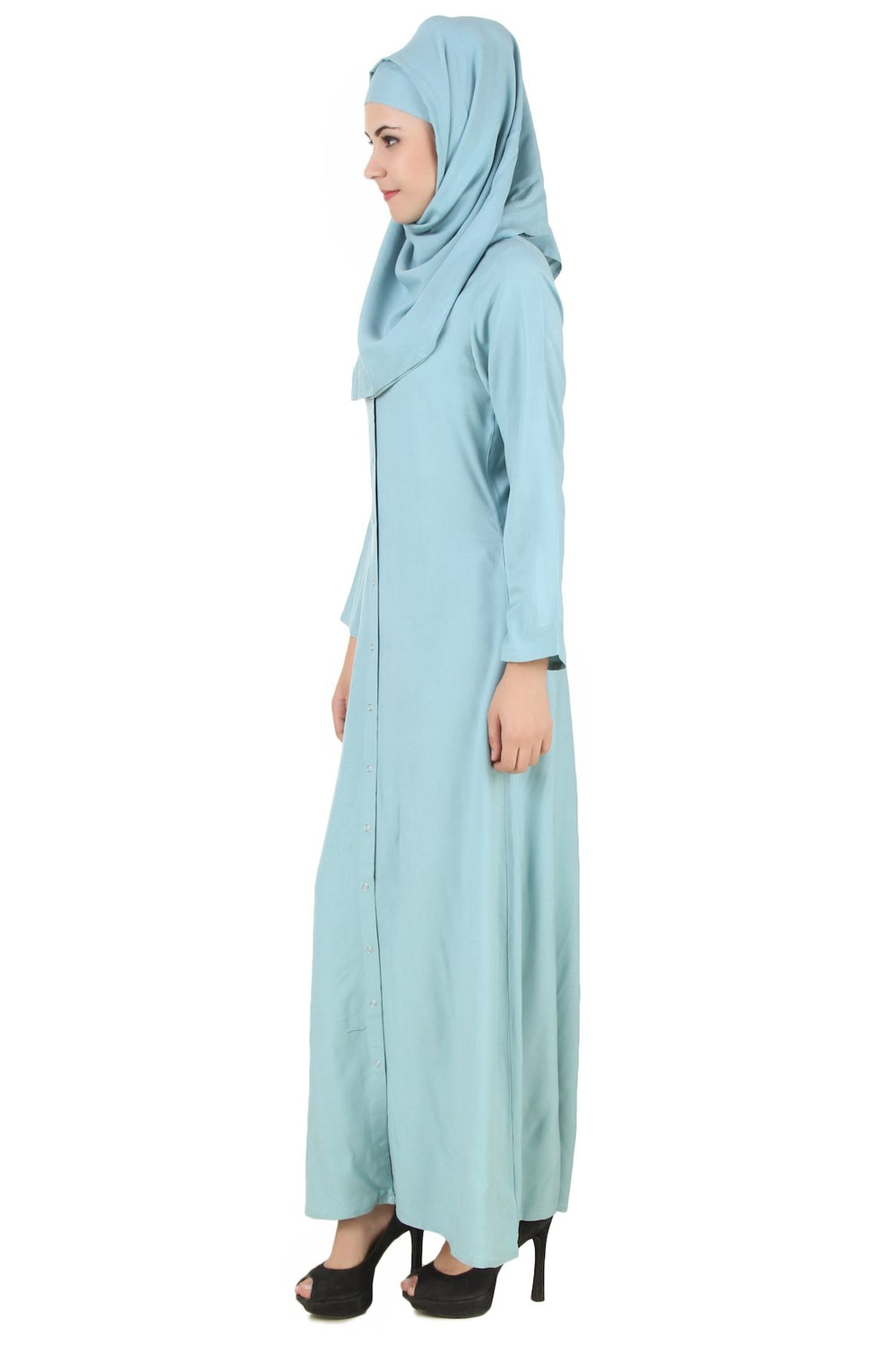 Afsana Sky Blue Rayon Abaya Side