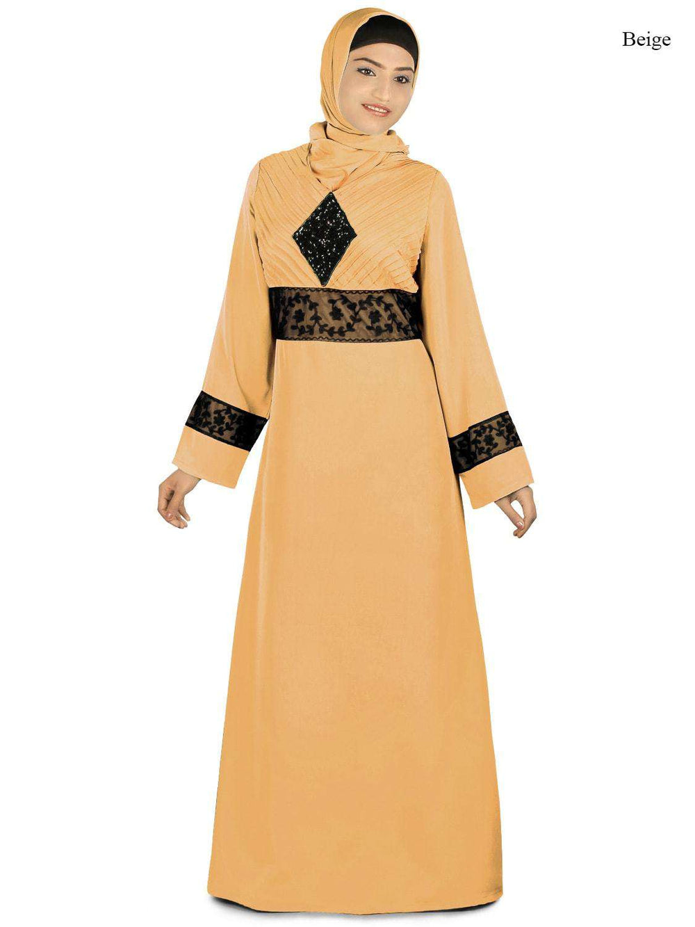 Najya Turquoise Abaya Beige