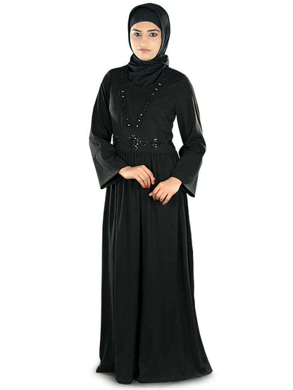 Sumlina Hand Embroidered Black Abaya
