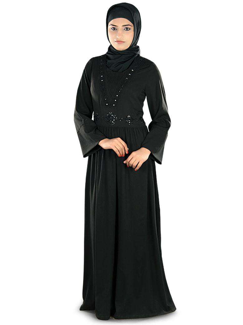 Sumlina Hand Embroidered Black Abaya